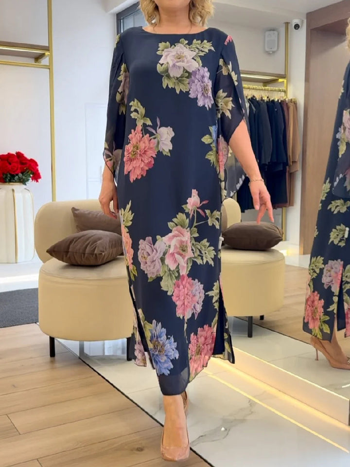 Elsie | Elegant Floral Print Plus Size Maxi Dress