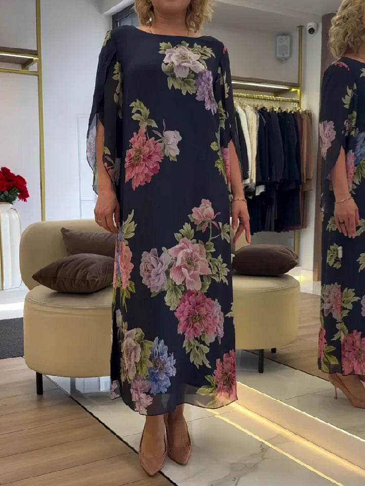 Elsie | Elegant Floral Print Plus Size Maxi Dress