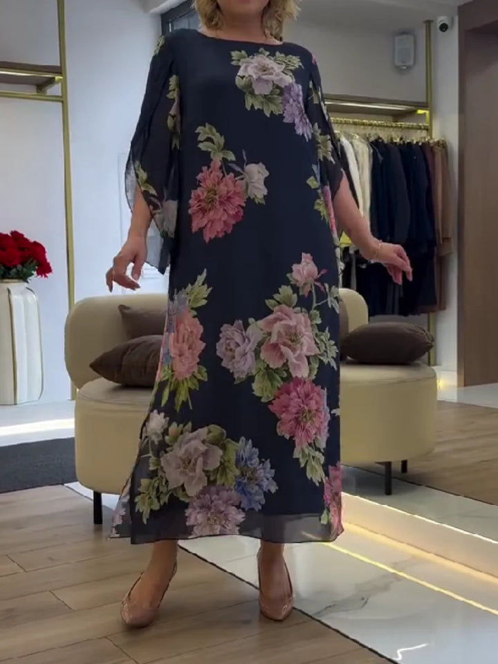 Elsie | Elegant Floral Print Plus Size Maxi Dress