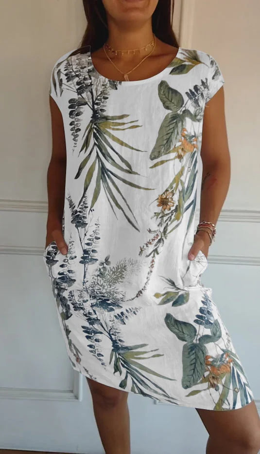 Gloria | Damen-Sommerkleid mit botanischem Print im Relaxed Fit