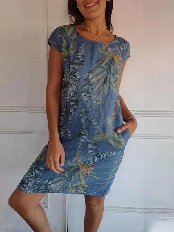 Gloria | Damen-Sommerkleid mit botanischem Print im Relaxed Fit