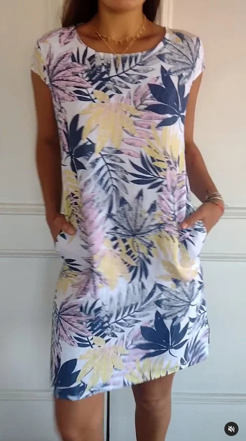 Gloria | Damen-Sommerkleid mit botanischem Print im Relaxed Fit