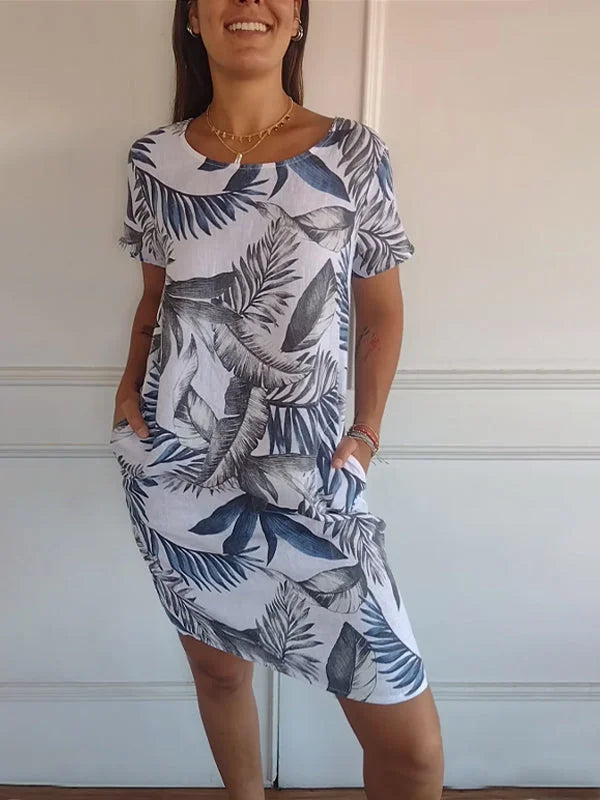 Gloria | Damen-Sommerkleid mit botanischem Print im Relaxed Fit