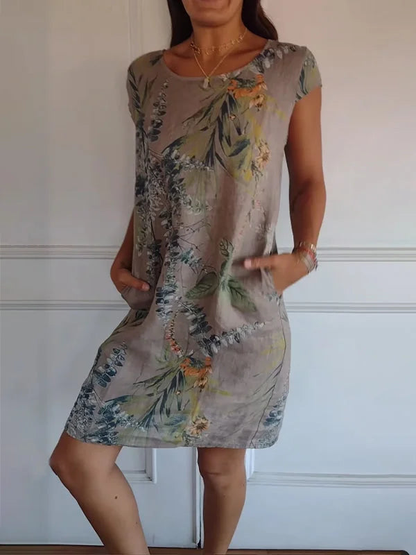 Gloria | Damen-Sommerkleid mit botanischem Print im Relaxed Fit