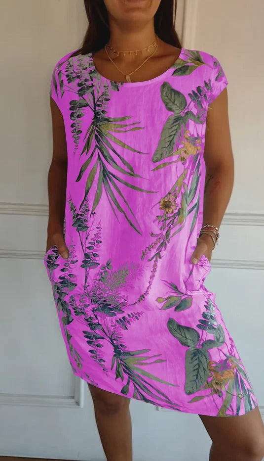 Gloria | Damen-Sommerkleid mit botanischem Print im Relaxed Fit