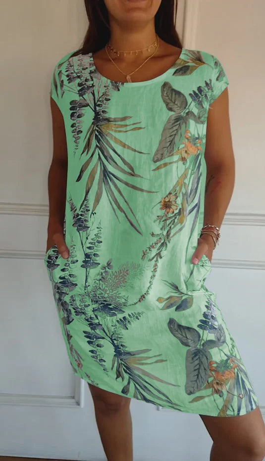 Gloria | Damen-Sommerkleid mit botanischem Print im Relaxed Fit