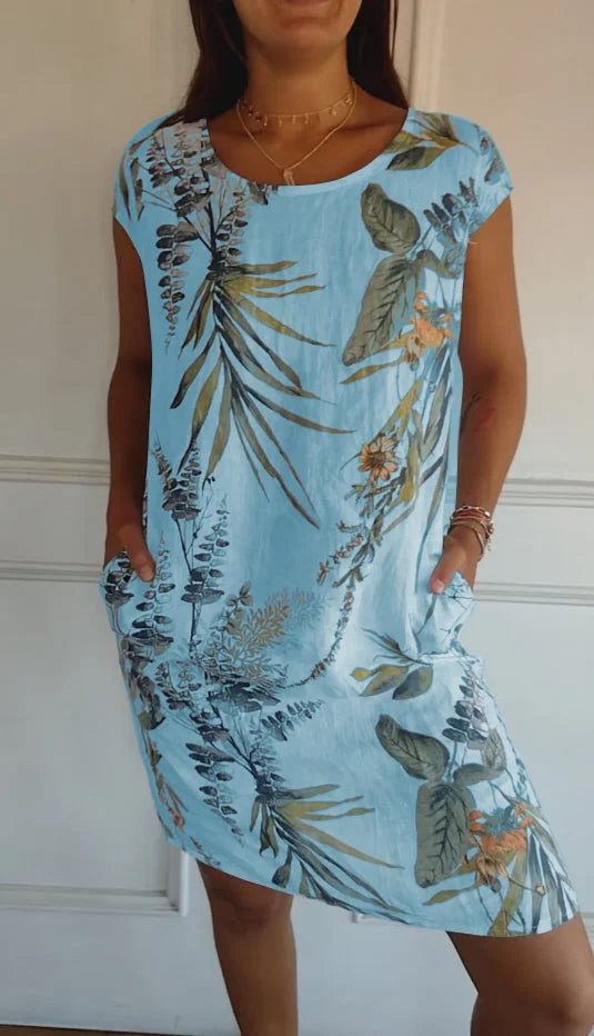 Gloria | Damen-Sommerkleid mit botanischem Print im Relaxed Fit