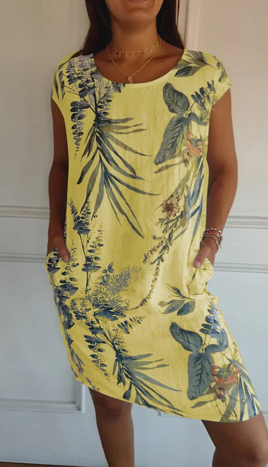 Gloria | Damen-Sommerkleid mit botanischem Print im Relaxed Fit