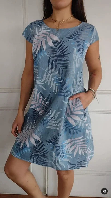 Gloria | Damen-Sommerkleid mit botanischem Print im Relaxed Fit