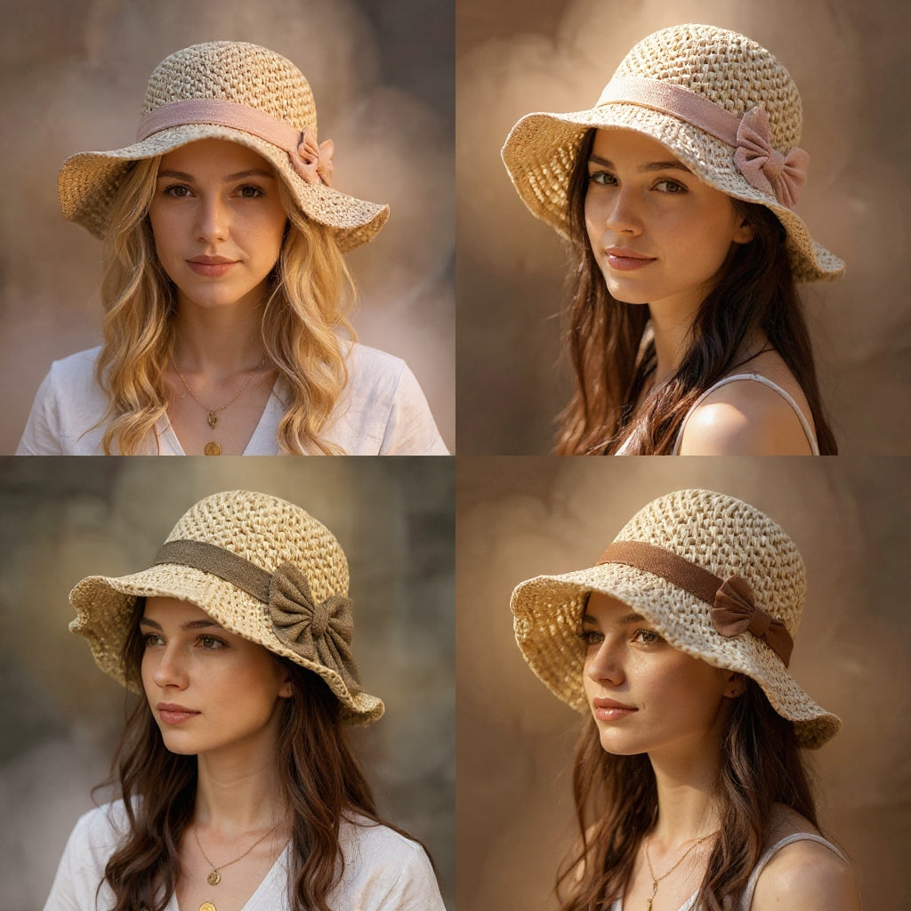 Aurelia | Stylish Handcrafted Sun Hat with Vintage Bow
