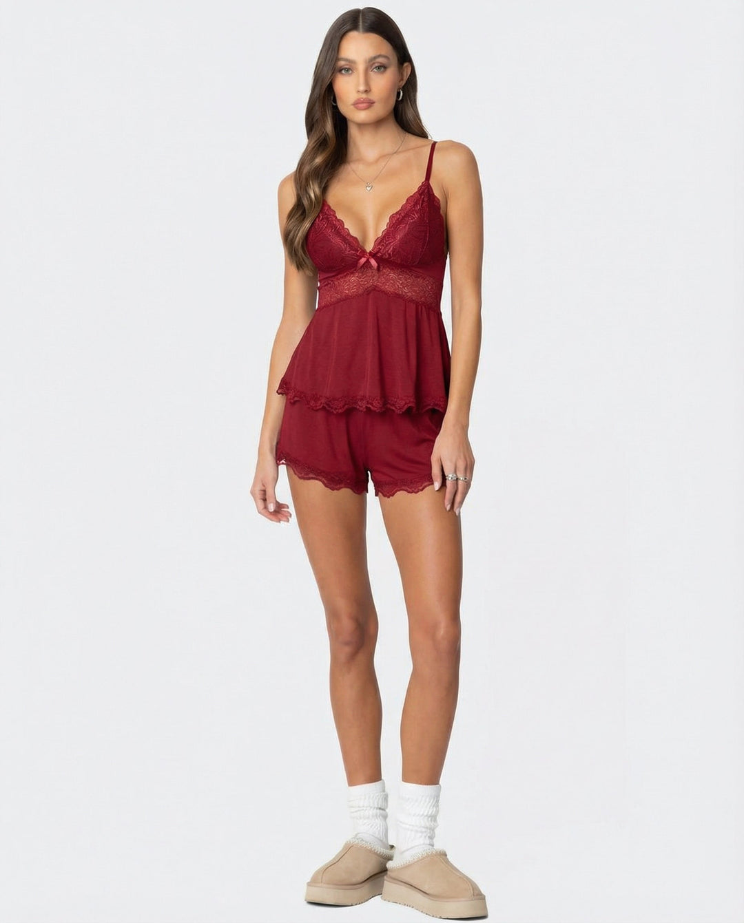 Francina | Elegantes Damen-Cami-Set mit Spitzenbesatz