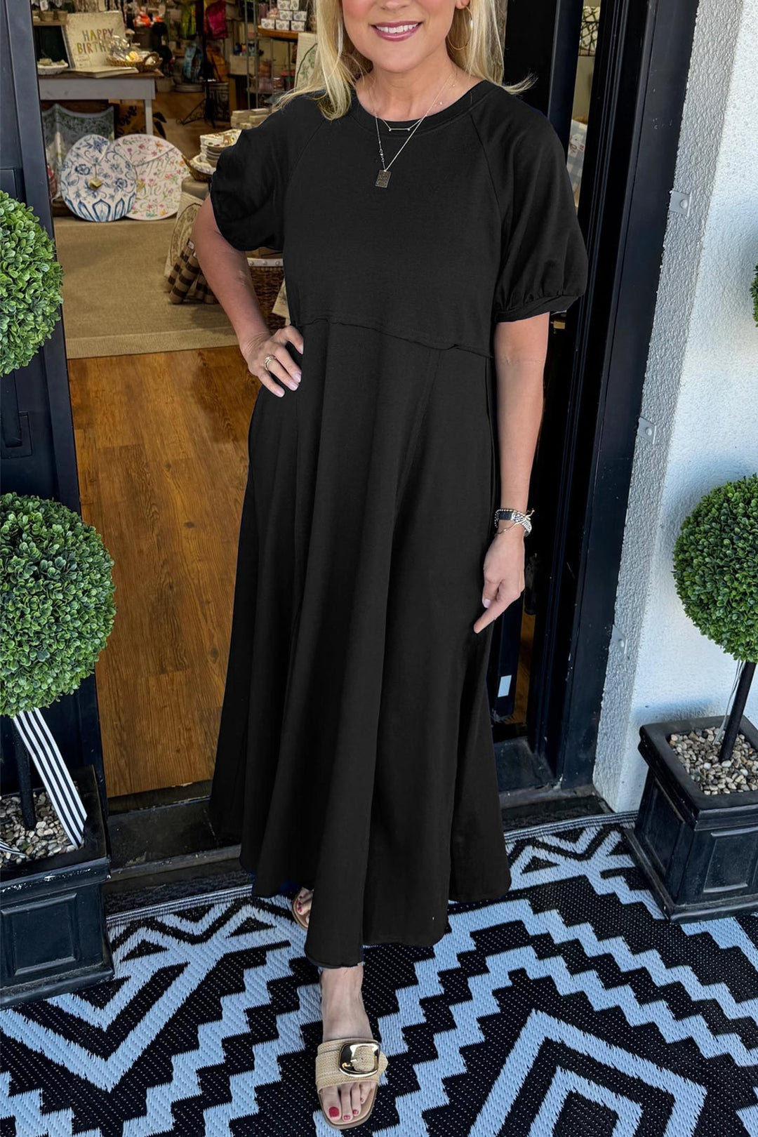 Sanaa | Elegantes Maxikleid mit Puffärmeln für Damen