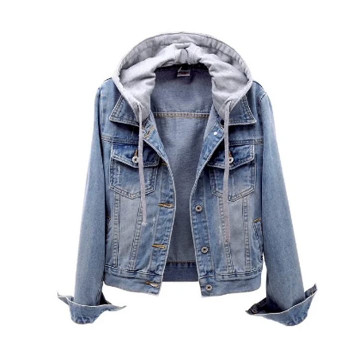Luna | Stylische, lässige Damen-Jeansjacke mit abnehmbarer Kapuze