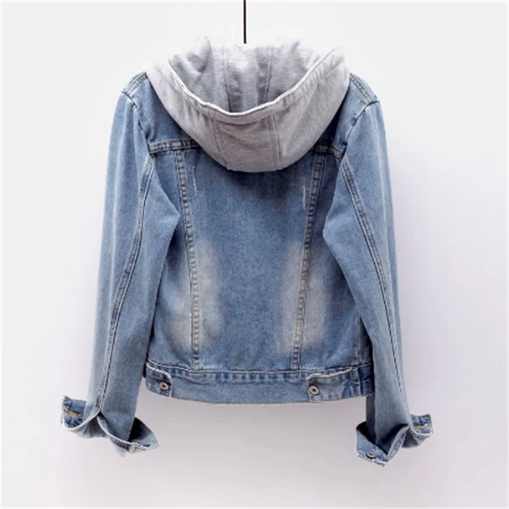 Luna | Stylische, lässige Damen-Jeansjacke mit abnehmbarer Kapuze