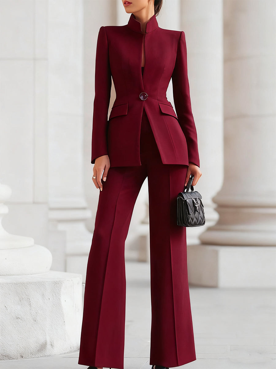 Elizabeth | Stylish Blazer &amp; Wide-Leg Trouser Suit Set