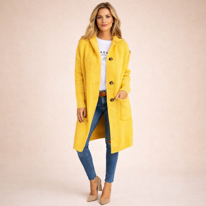 Mirelle | Eleganter, gerippter, langer Cardigan für Damen