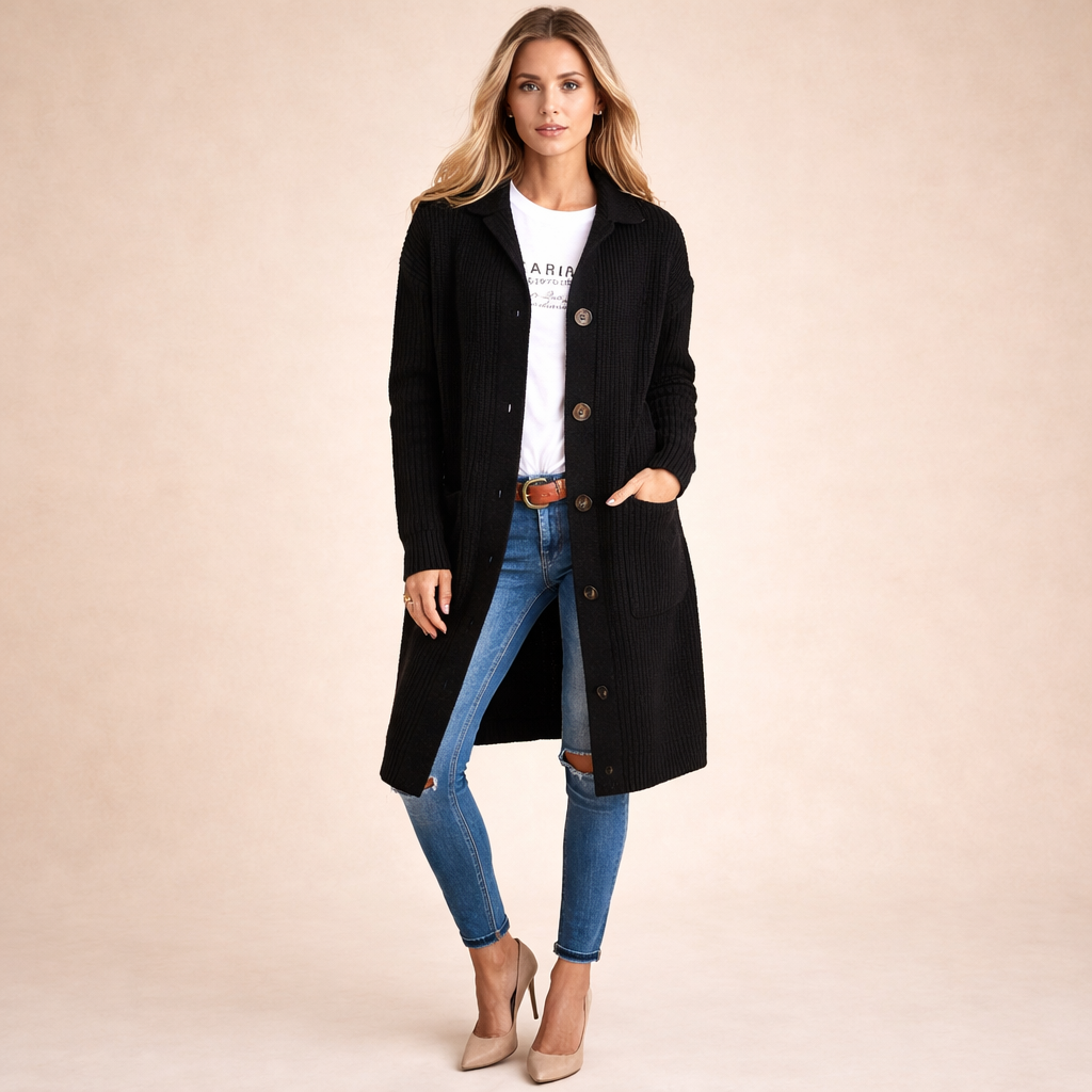 Mirelle | Eleganter, gerippter, langer Cardigan für Damen