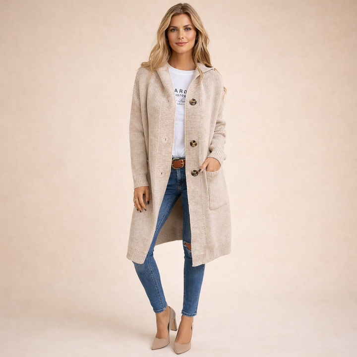 Mirelle | Eleganter, gerippter, langer Cardigan für Damen