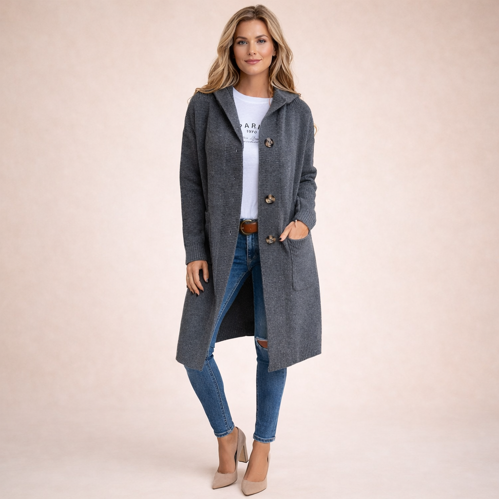 Mirelle | Eleganter, gerippter, langer Cardigan für Damen