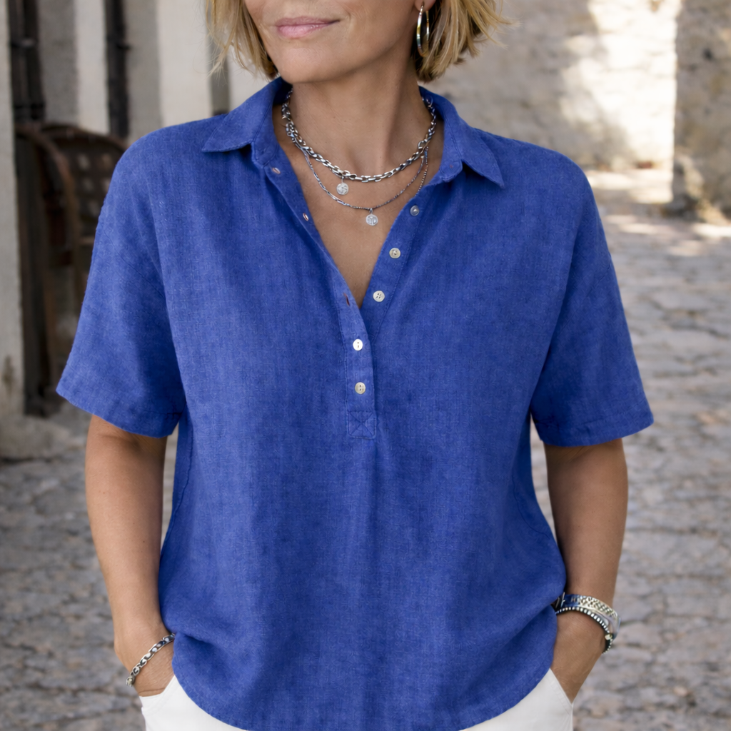 Lyra | Camicia intramontabile con texture in lino e drappeggio moderno