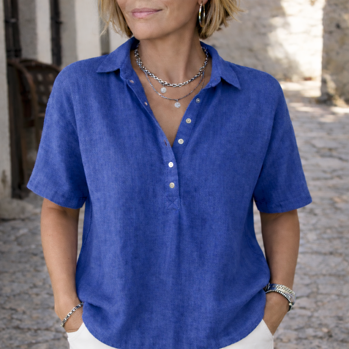 Lyra | Camicia intramontabile con texture in lino e drappeggio moderno