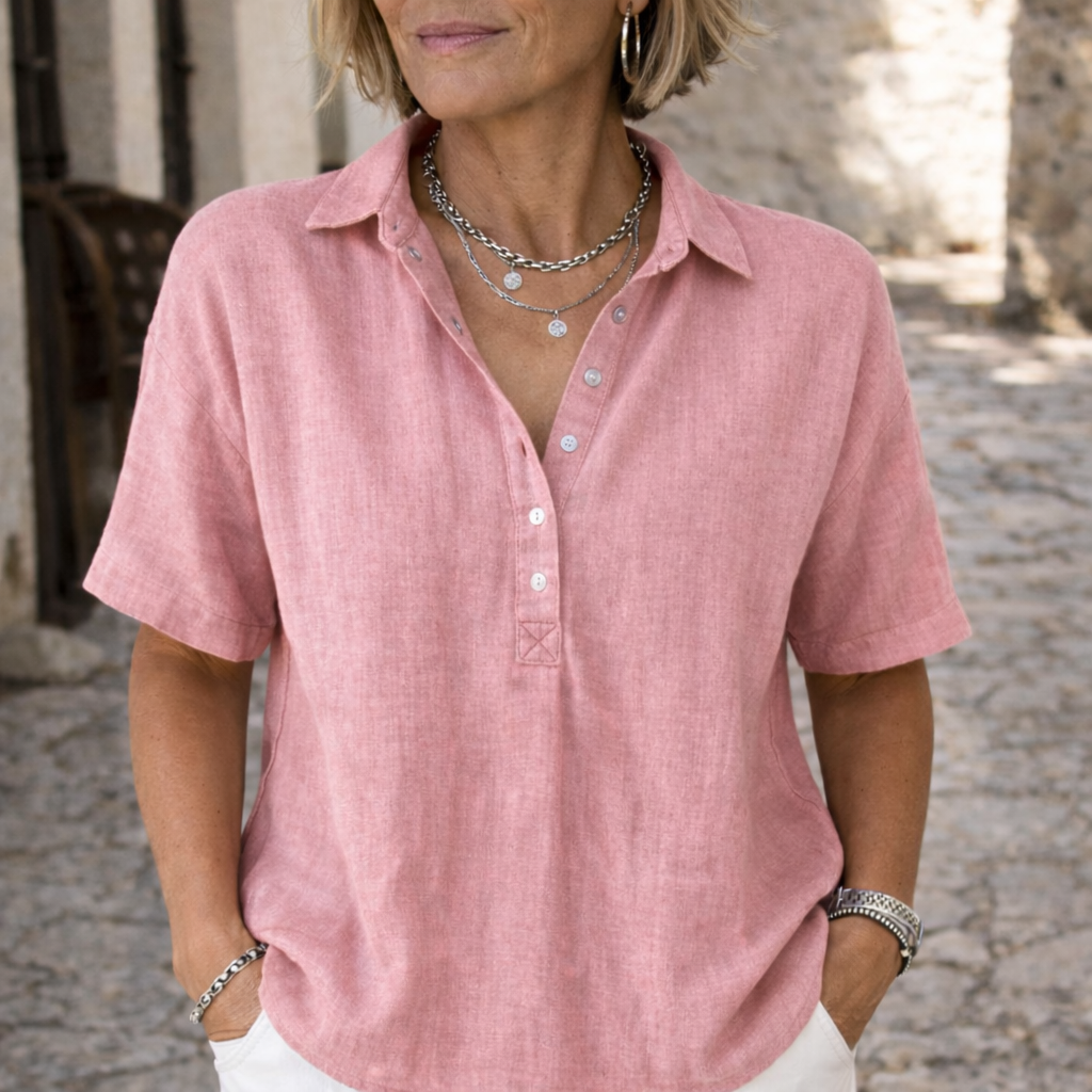 Lyra | Camicia intramontabile con texture in lino e drappeggio moderno