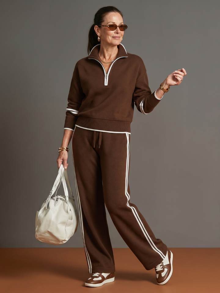 Velmora | Zip-Neck Knit Lounge Set
