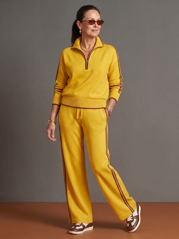 Velmora | Zip-Neck Knit Lounge Set