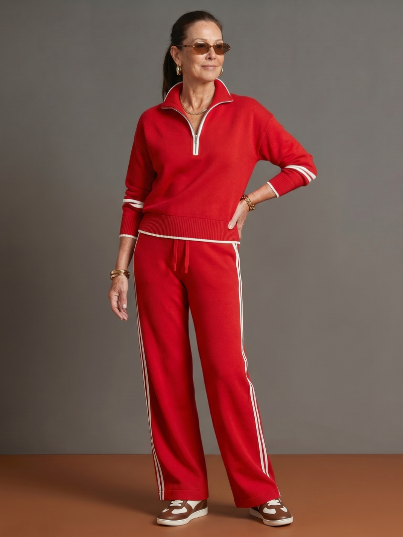 Velmora | Zip-Neck Knit Lounge Set