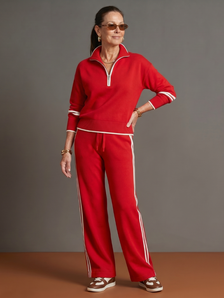 Velmora | Zip-Neck Knit Lounge Set