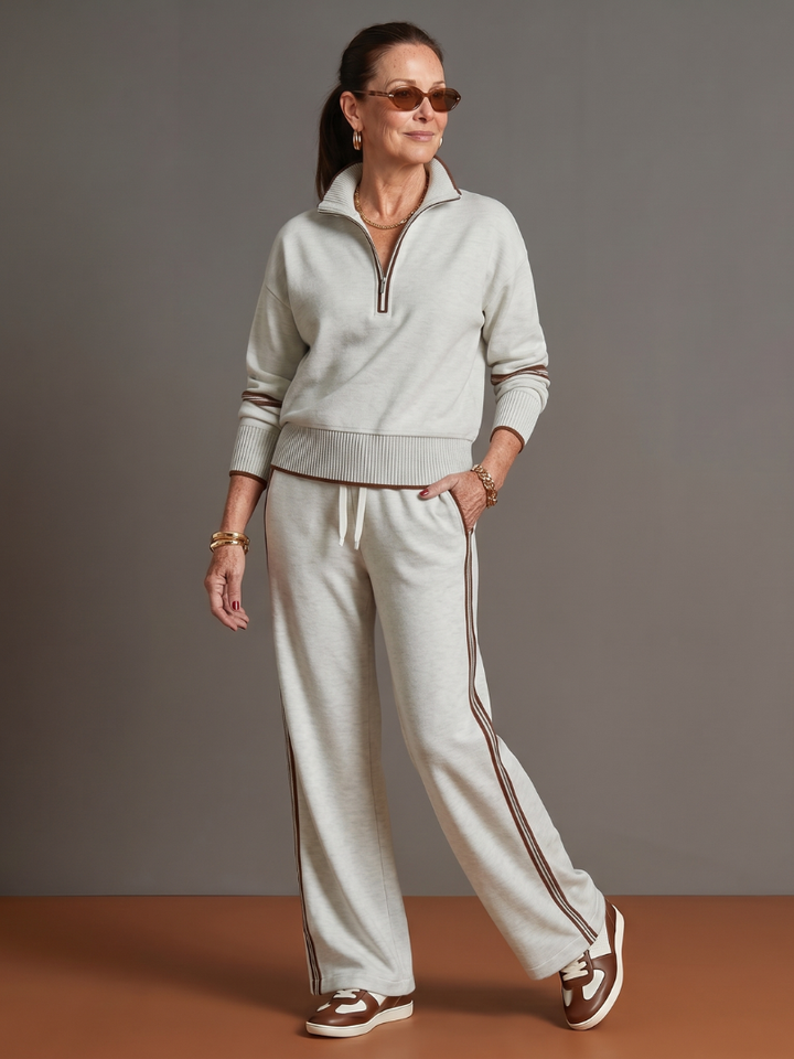 Velmora | Zip-Neck Knit Lounge Set