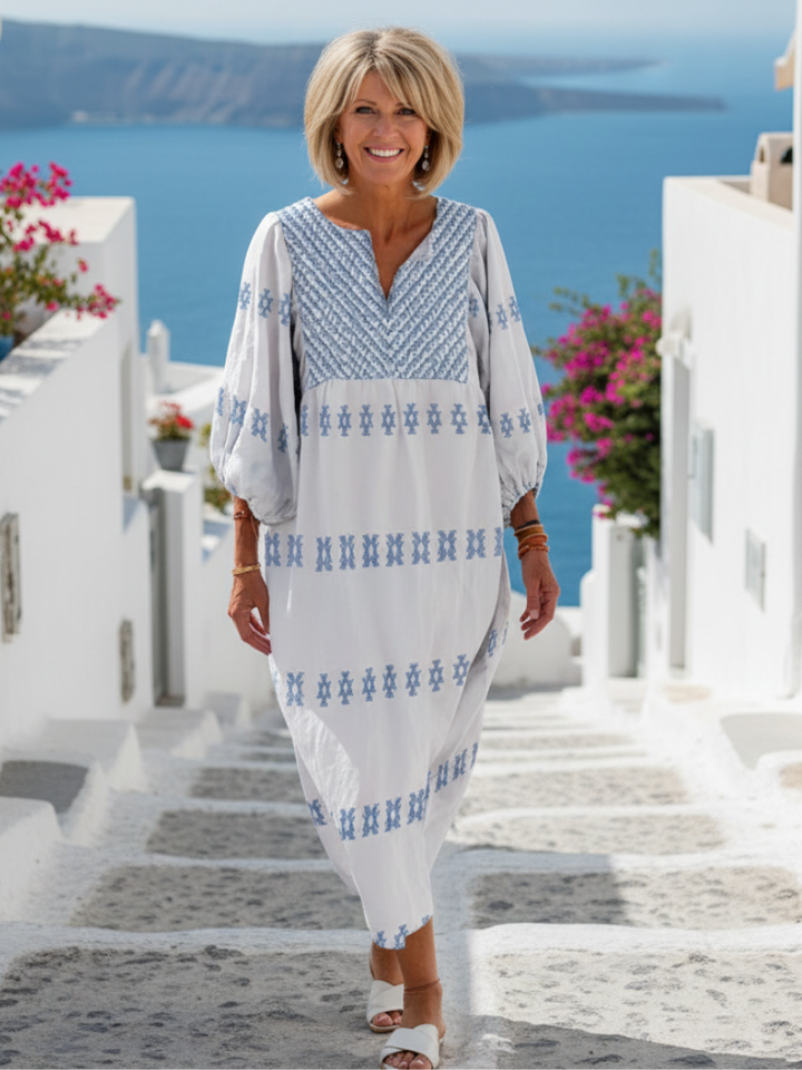 Isla | Handgearbeitetes und elegantes besticktes Maxikleid