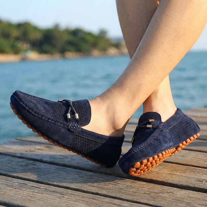 Ethan | Perforierte Herren-Leder-Slipper