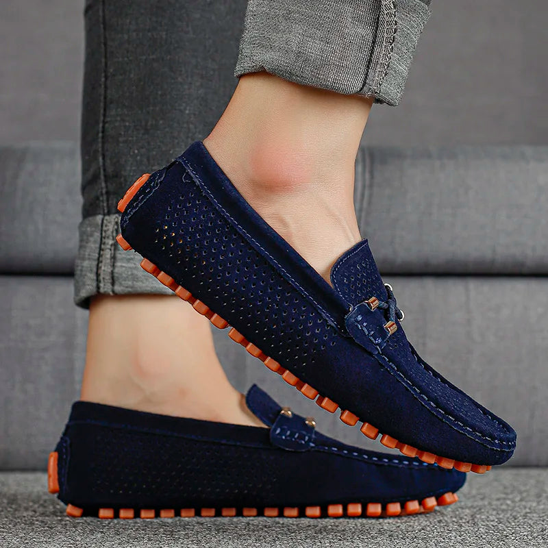 Ethan | Perforierte Herren-Leder-Slipper