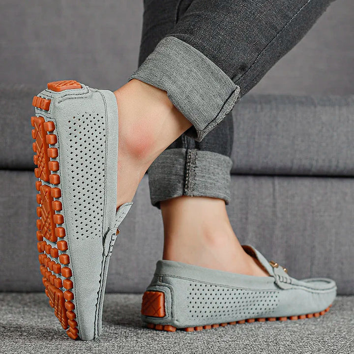 Ethan | Perforierte Herren-Leder-Slipper