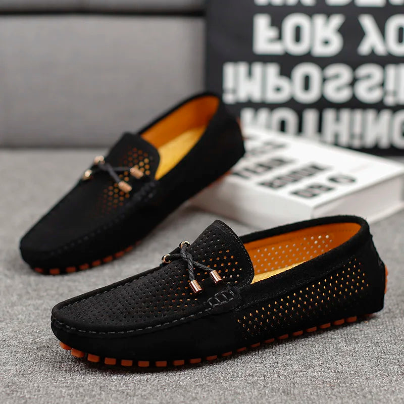 Ethan | Perforierte Herren-Leder-Slipper