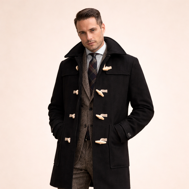 Arden | Wool Hooded Trench Coat with Toggle Closure