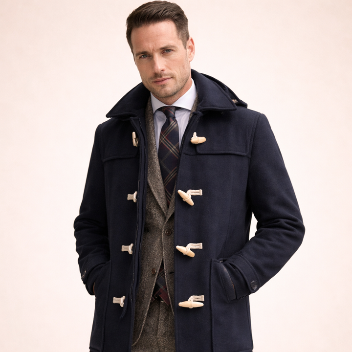 Arden | Wool Hooded Trench Coat with Toggle Closure