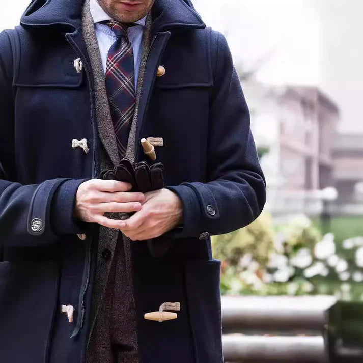 Arden | Wool Hooded Trench Coat with Toggle Closure