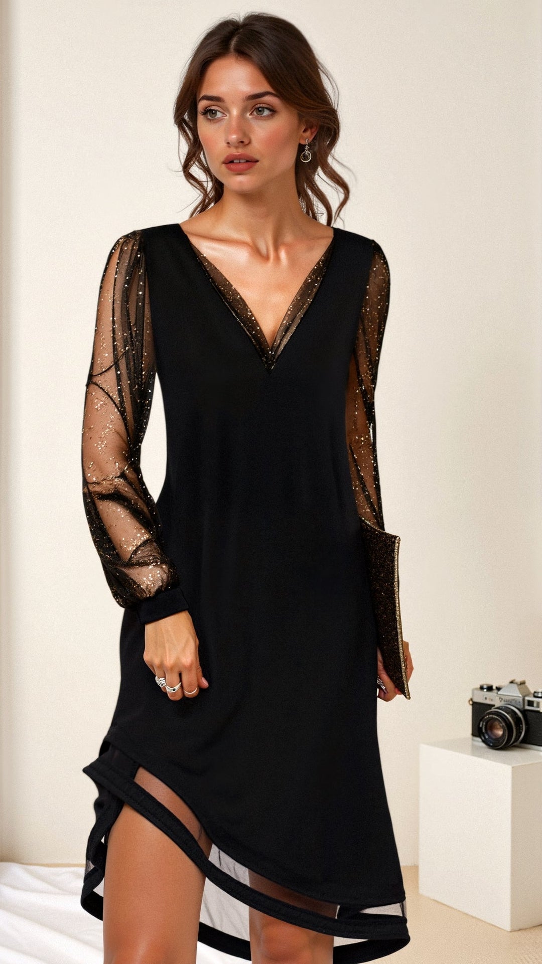 Ela | Elegant V-Neck Evening Dress