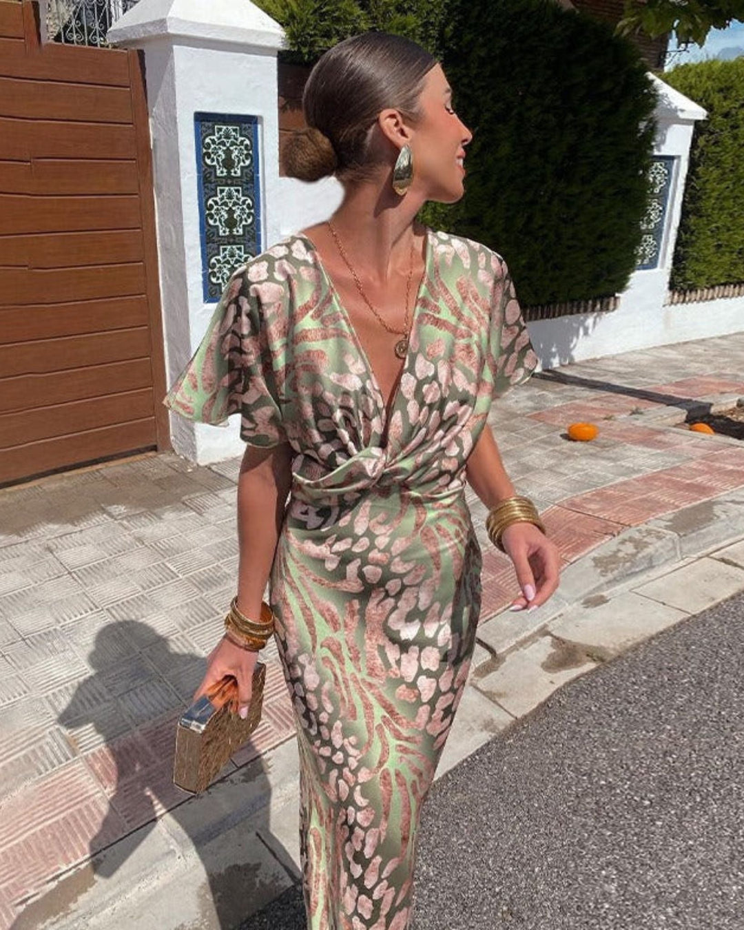Elowen | Draped V-Neck Maxi Dress
