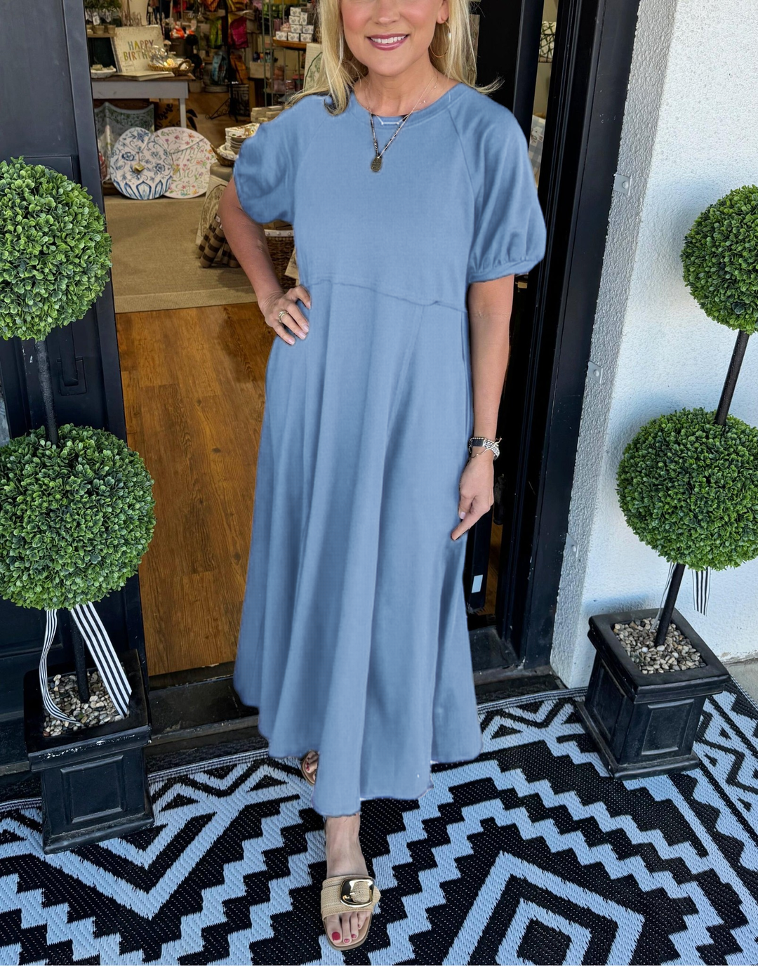 Mira | Elegantes Maxikleid für Damen mit Puffärmeln
