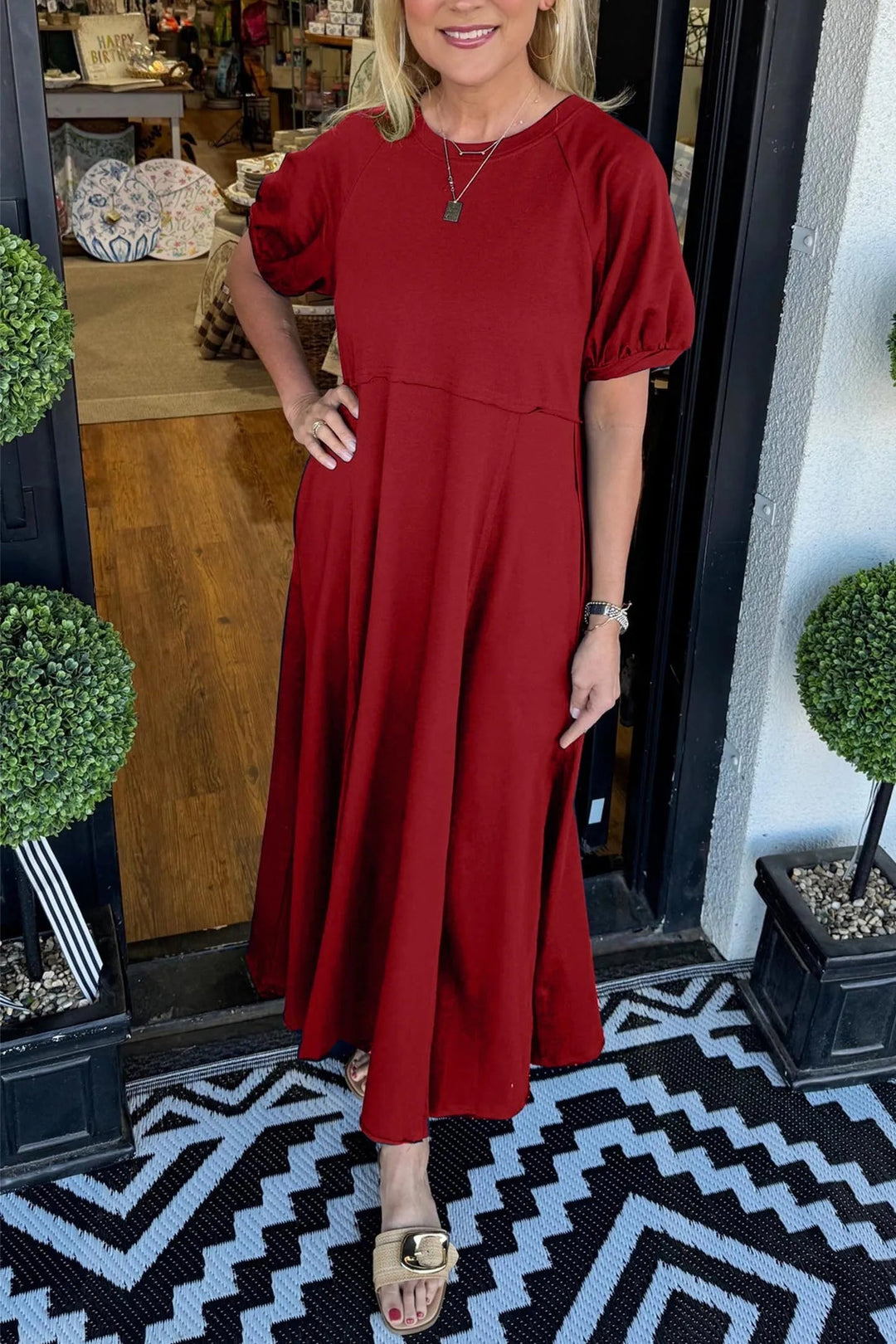 Mira | Elegantes Maxikleid für Damen mit Puffärmeln