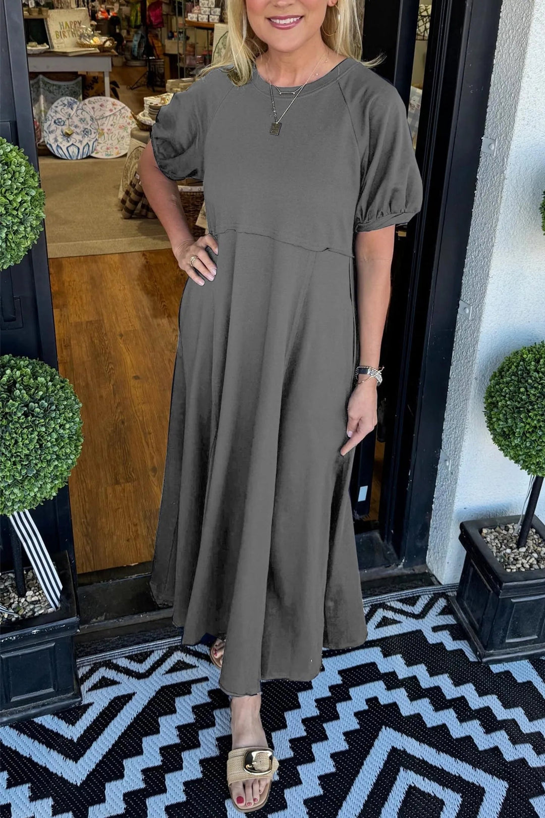 Mira | Elegantes Maxikleid für Damen mit Puffärmeln