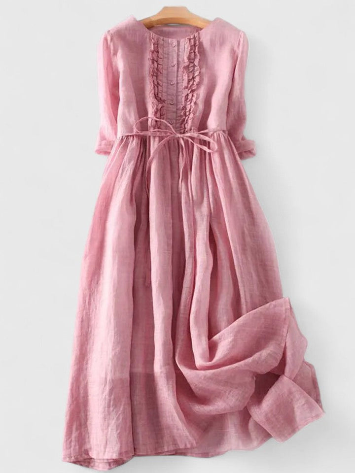 Mirelle | Elegantes Damenkleid aus Baumwoll-Leinen-Mix