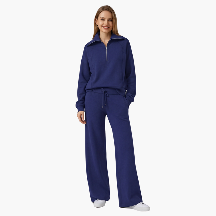Zerelle | Half-Zip Wide-Leg Women’s Lounge Set
