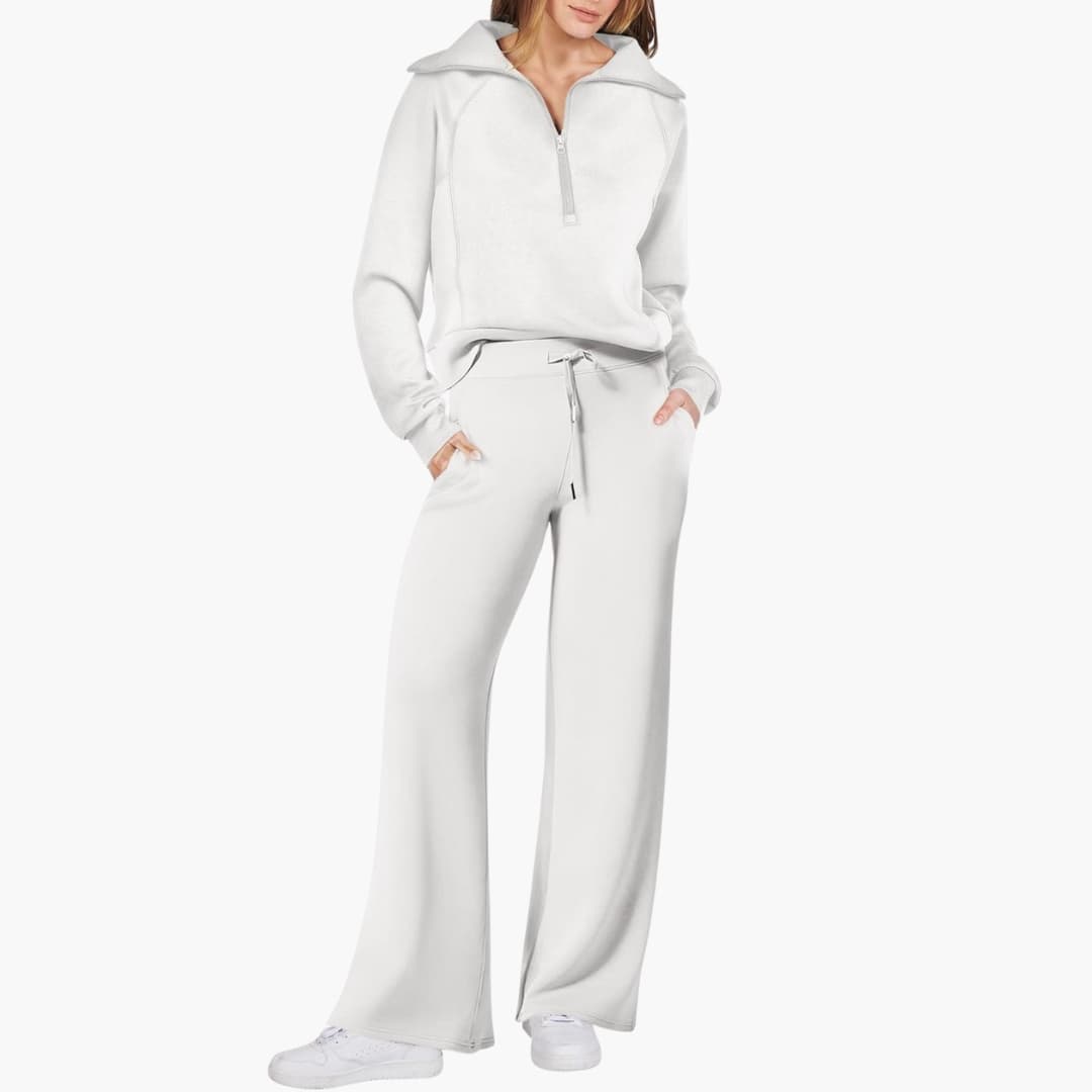 Zerelle | Half-Zip Wide-Leg Women’s Lounge Set