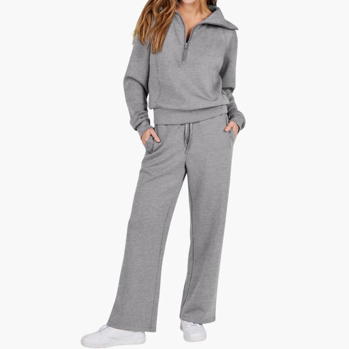 Zerelle | Half-Zip Wide-Leg Women’s Lounge Set