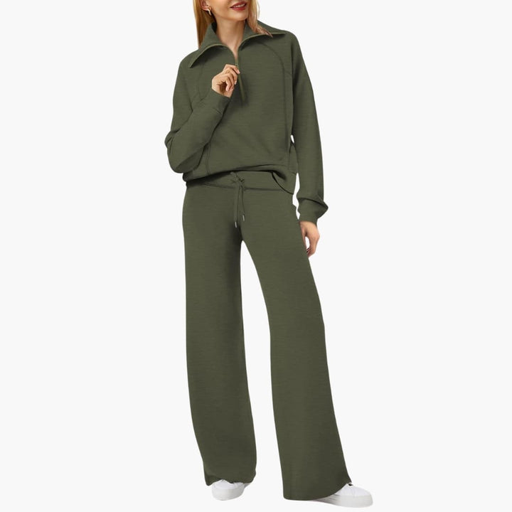 Zerelle | Half-Zip Wide-Leg Women’s Lounge Set