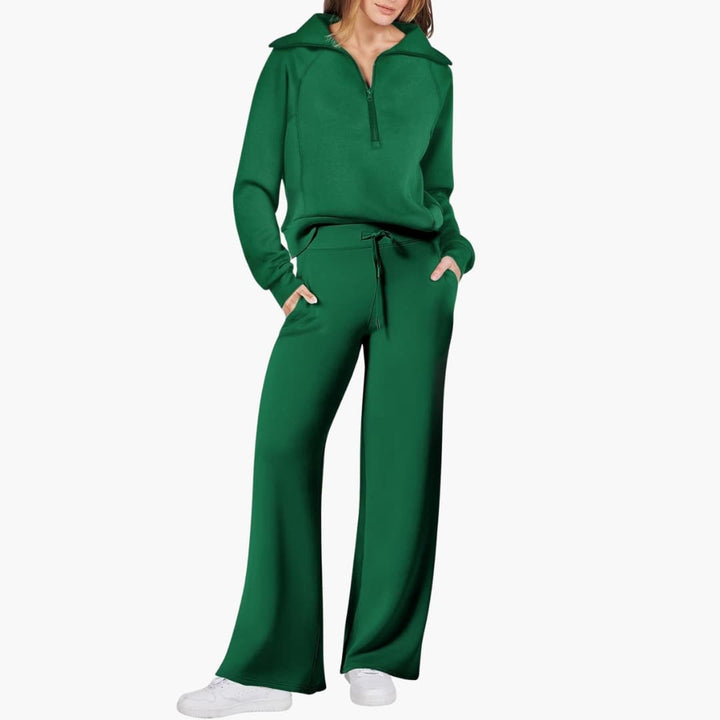 Zerelle | Half-Zip Wide-Leg Women’s Lounge Set